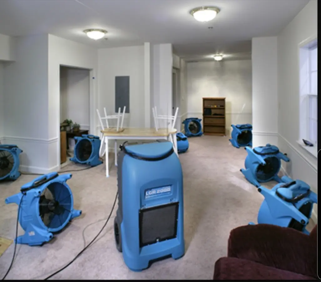 Air movers and dehumidifier setup for Water Extraction & Removal in Social Circle